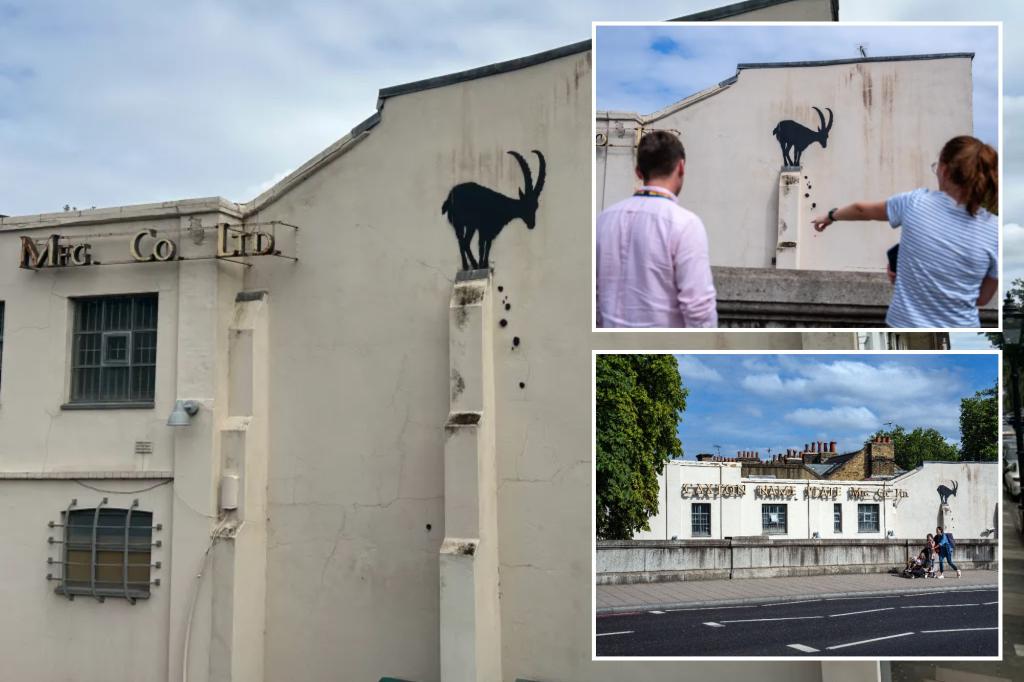 Banksy takes credit for new goat artwork in west London - as fans flock to site