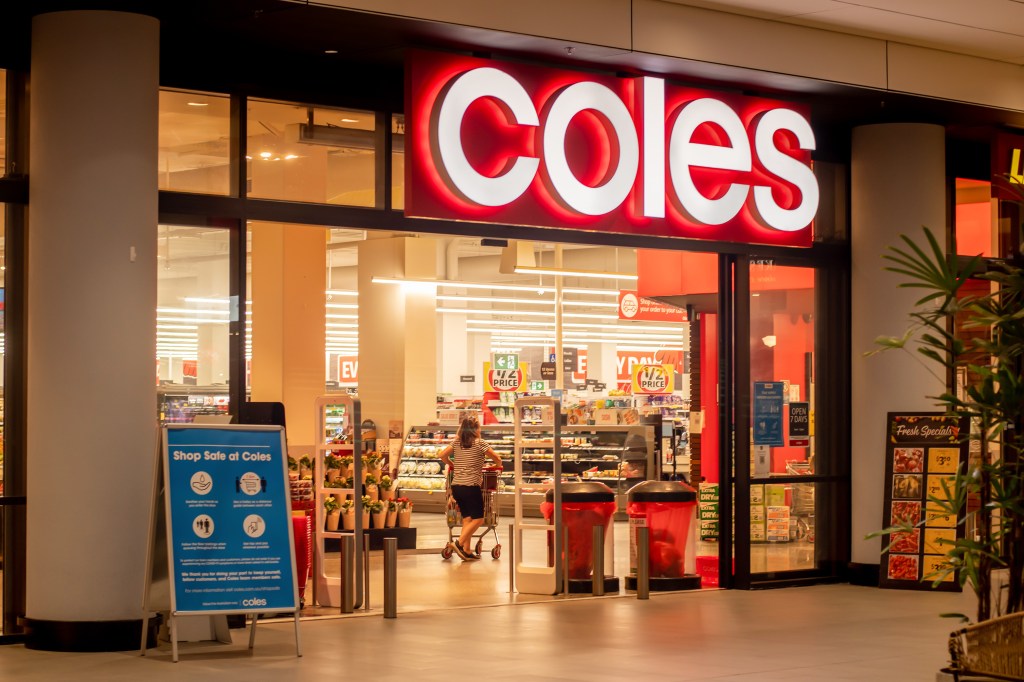 Sydney, Australia 2021-03-01: Exterior view of Coles supermarket during the COVID-19 pandemic